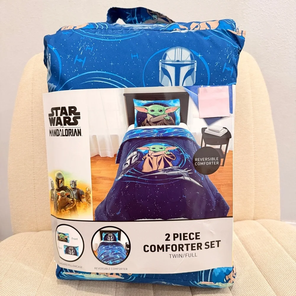 NEW Star Wars The Mandalorian Grogu 2 Piece Reversible‎ Comforter Set Twin Full